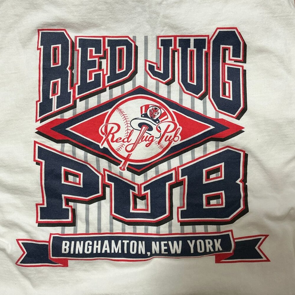 Yankees x Red Jug Collab White T-Shirt Gildan. Size Large Unisex